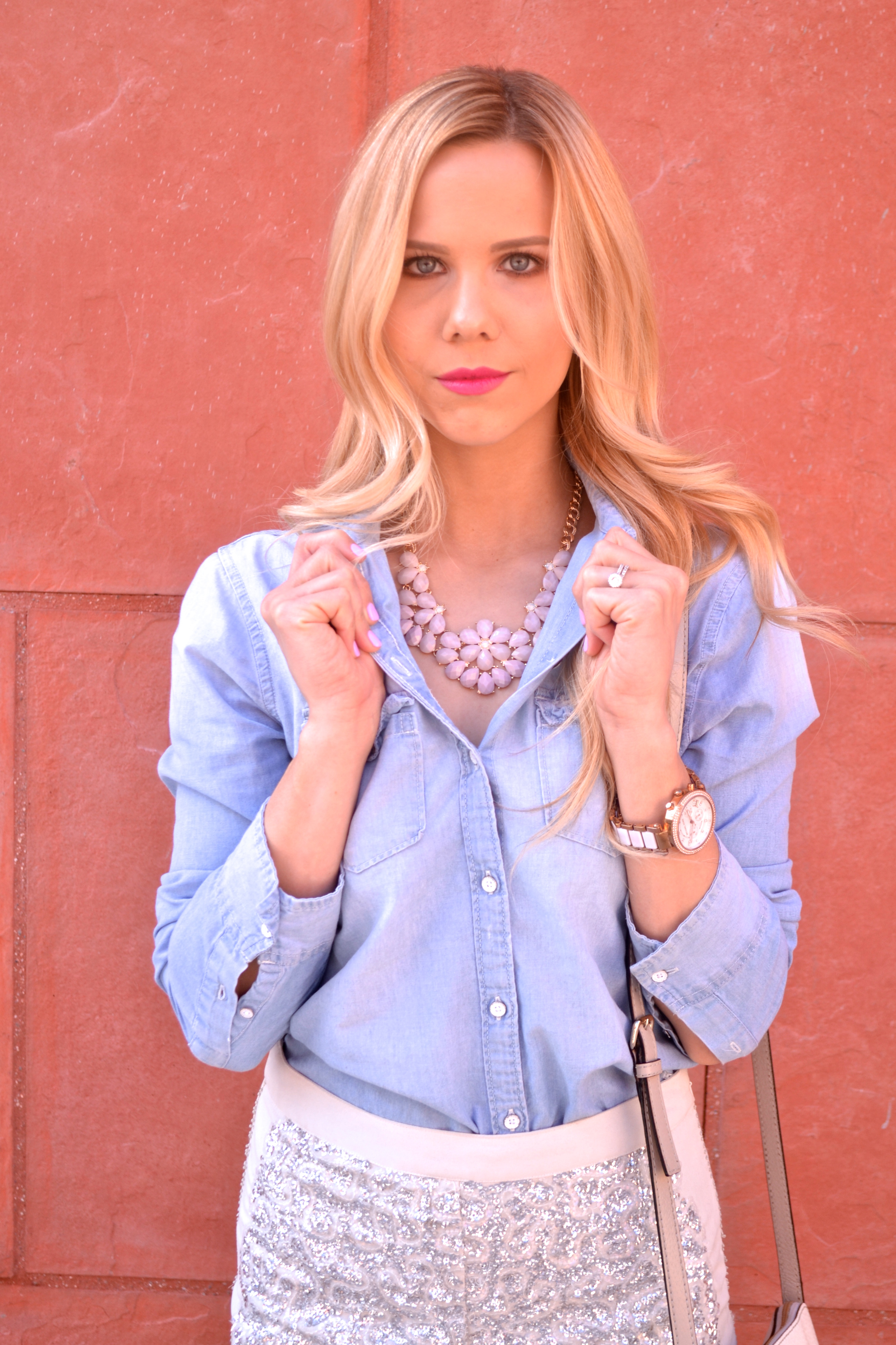 Denim Shirt and Statement Necklace
