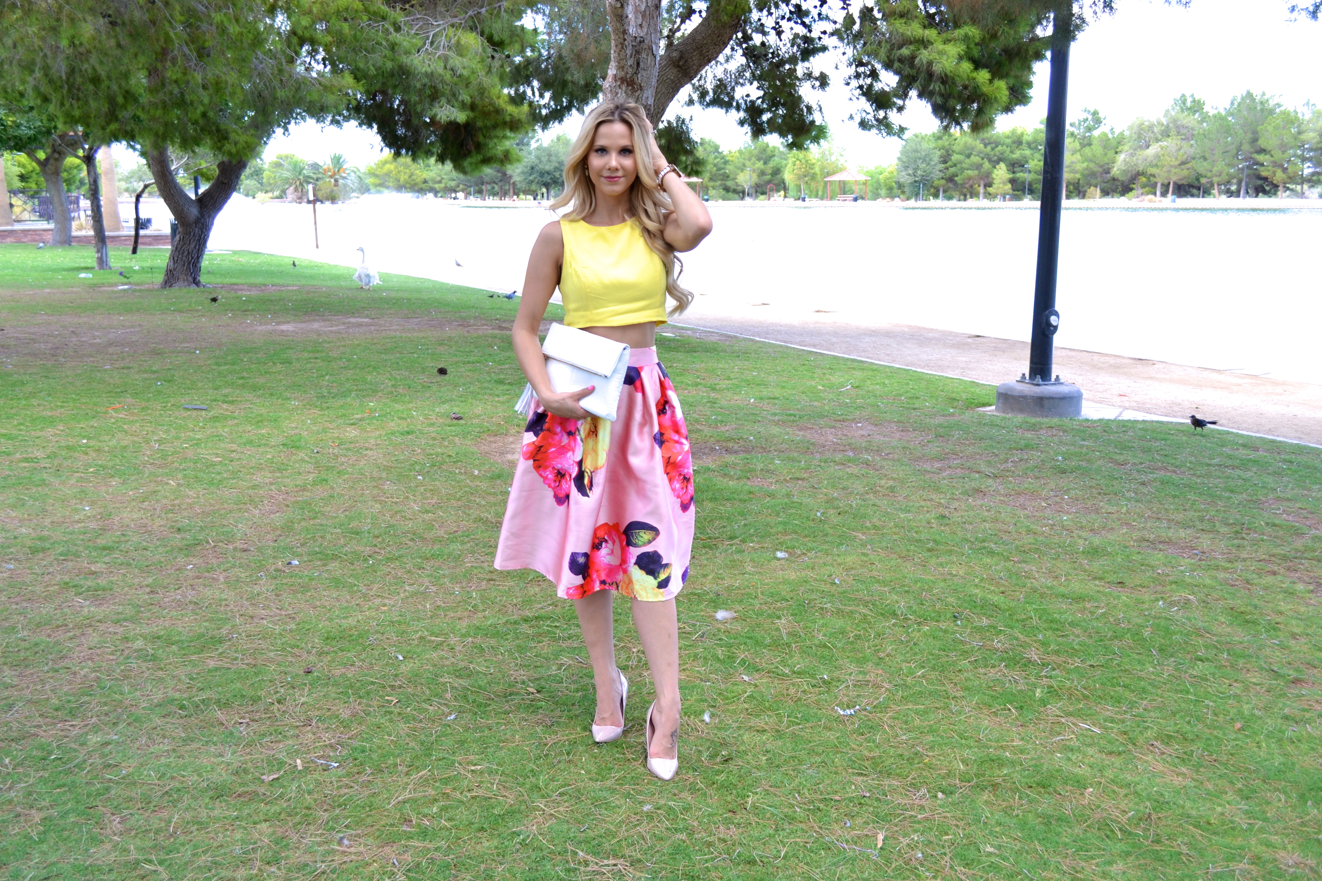 fashion blogger Glam Life Living in Floral Pleated Midi Skirt