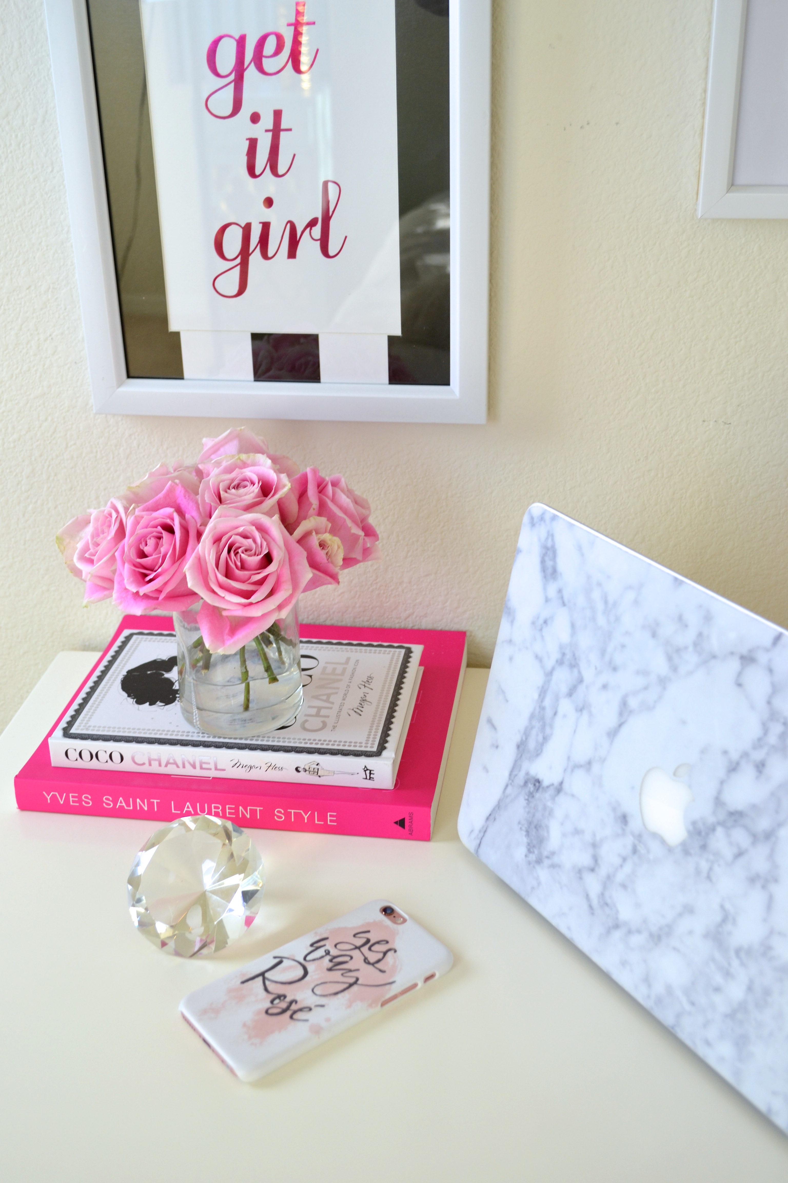 Desk Details |glamlifeliving.com| Home Office Marble Laptop Skin