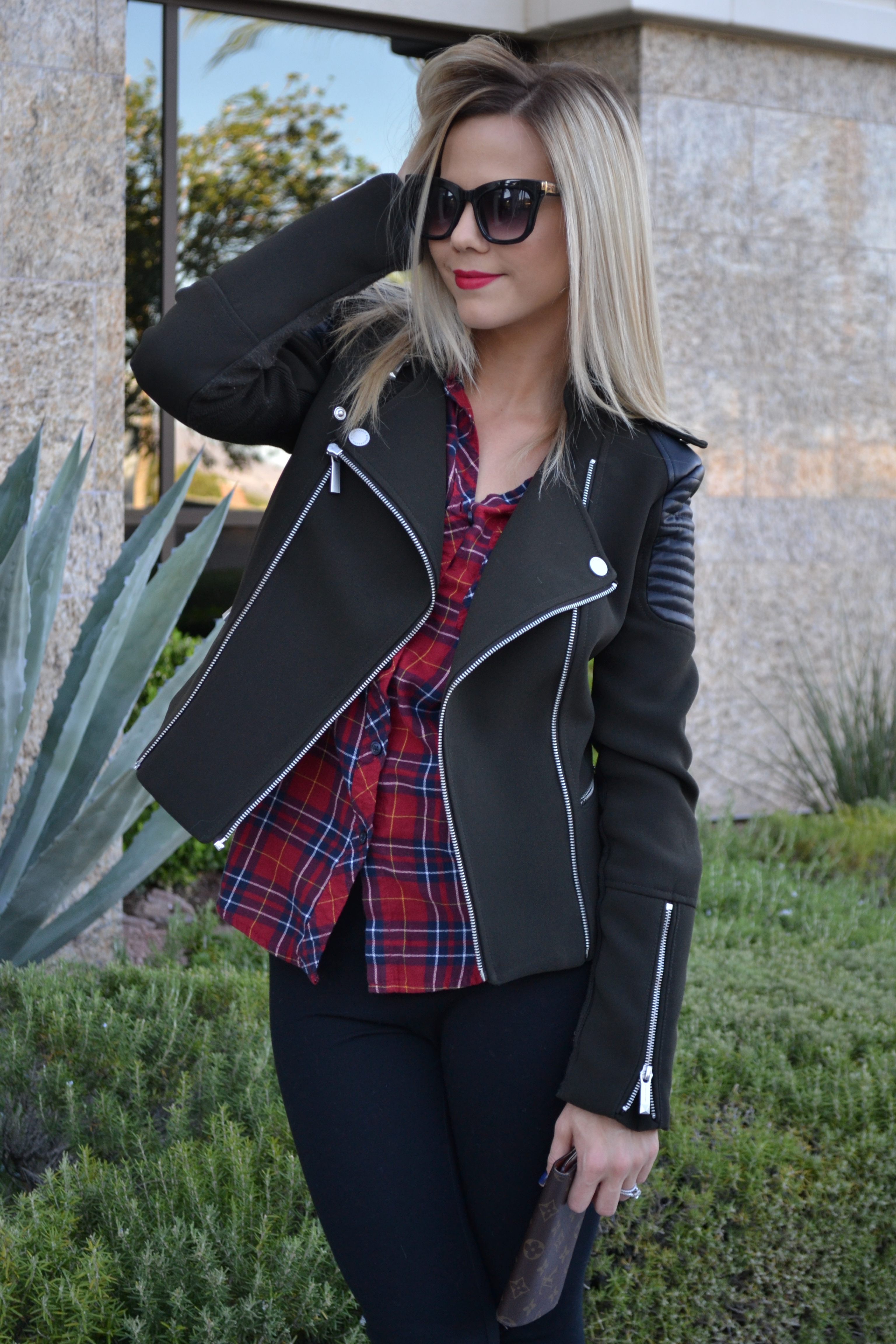Plaid Shirt and Zipper Jacket on glamlifeliving.com