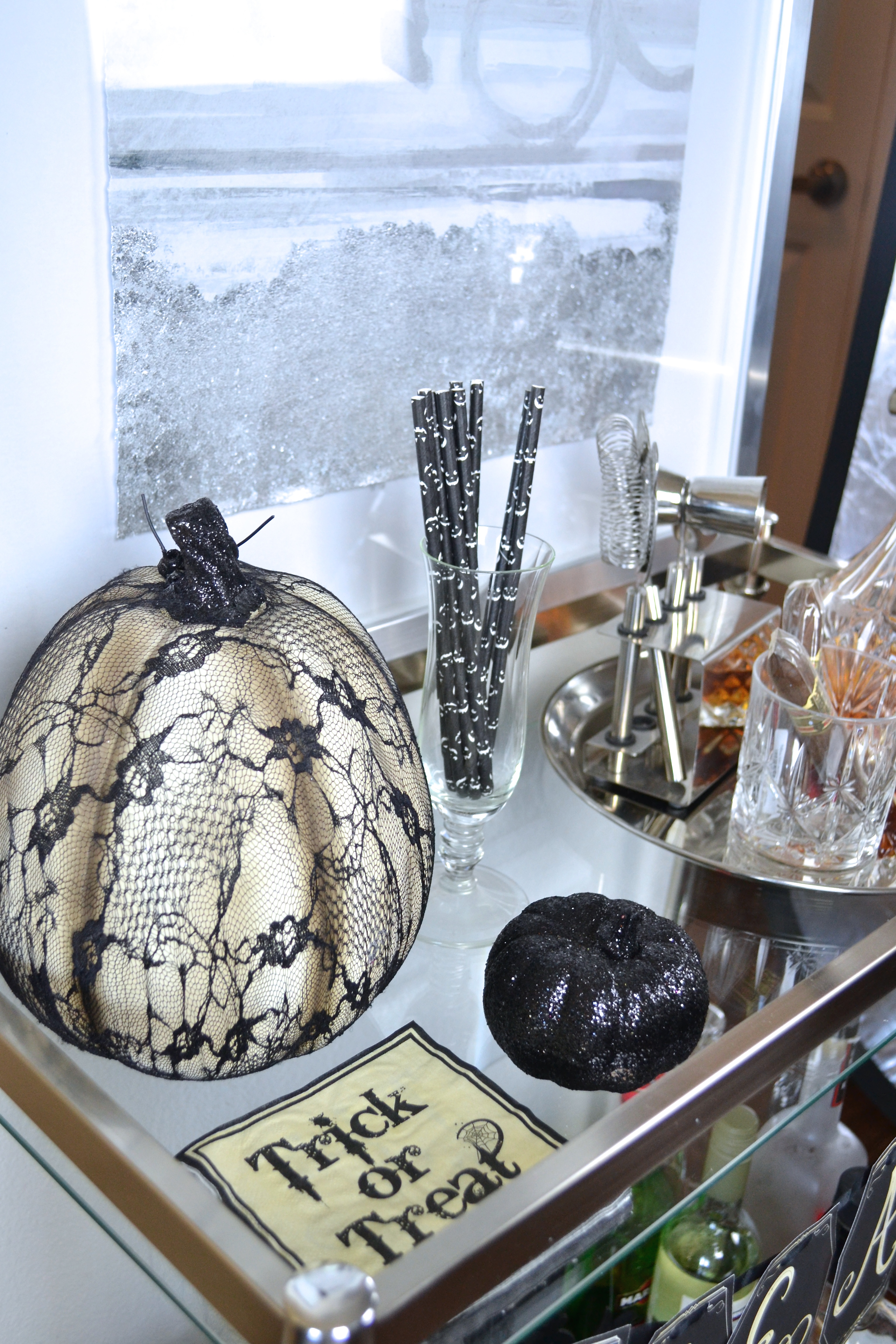 Halloween Decor for Bar Cart on glamlifeliving.com