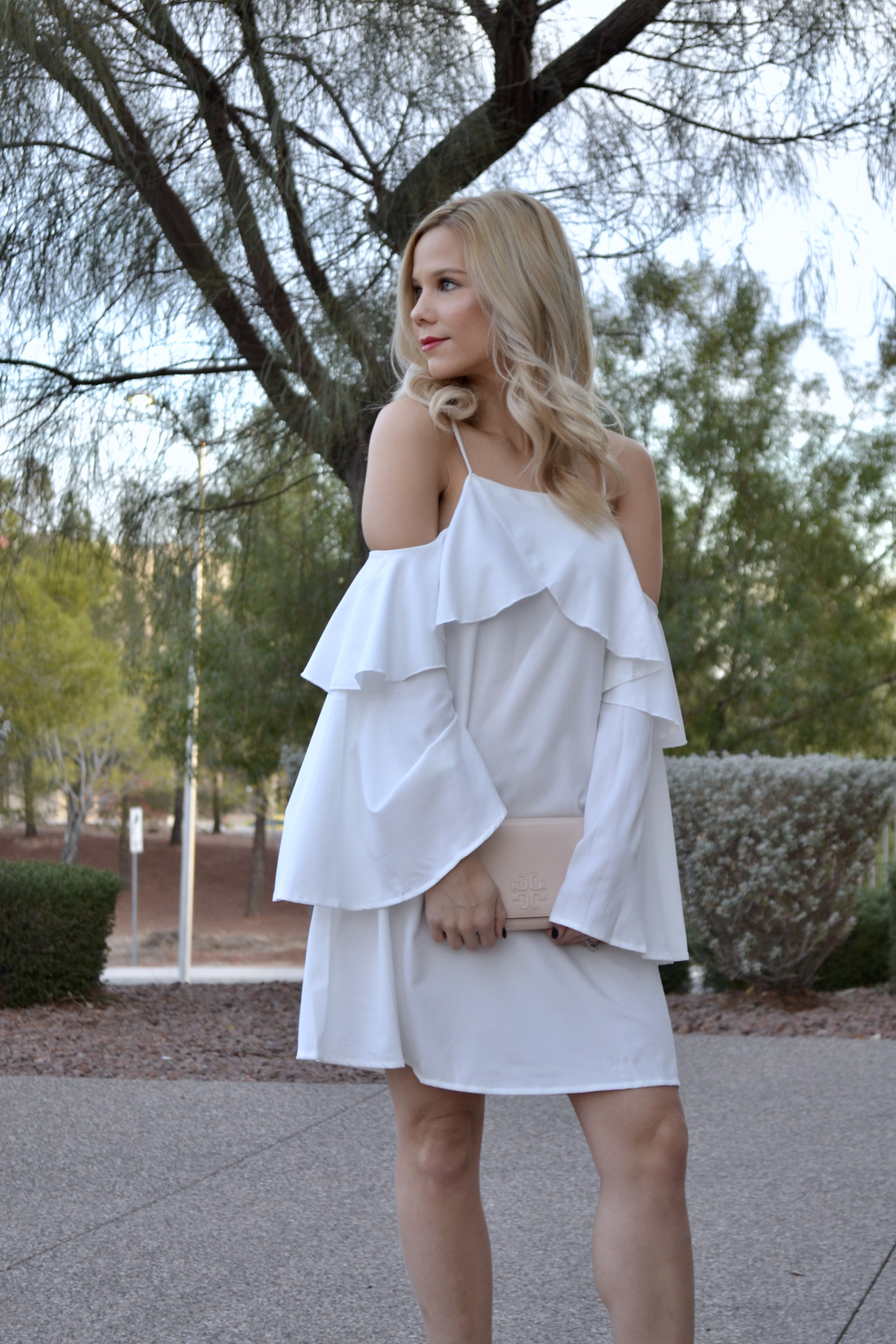 cold shoulder flare dress |What to Wear to Holiday Parties|