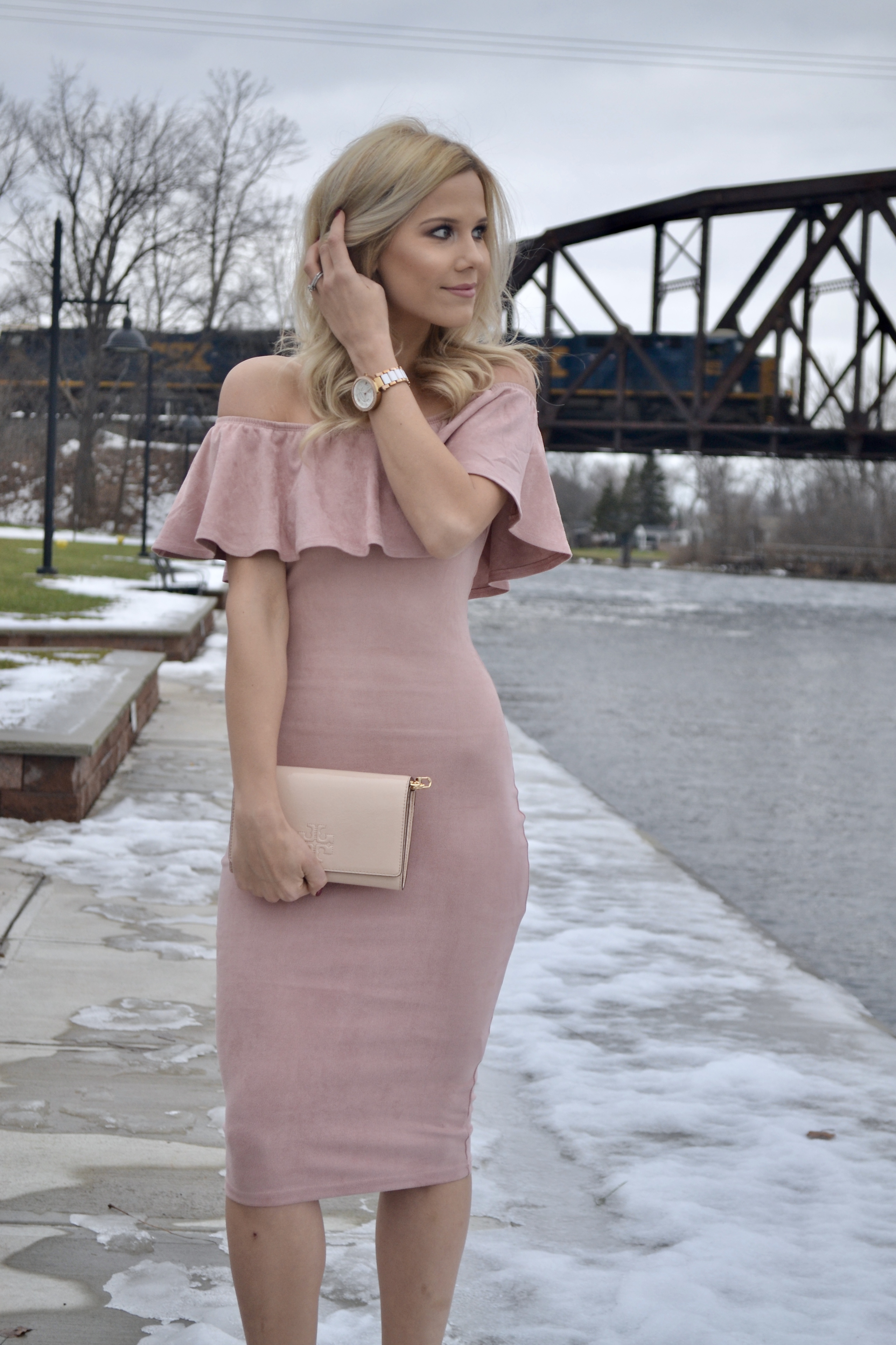 Blush Pink Velvet Dress for New Years Eve