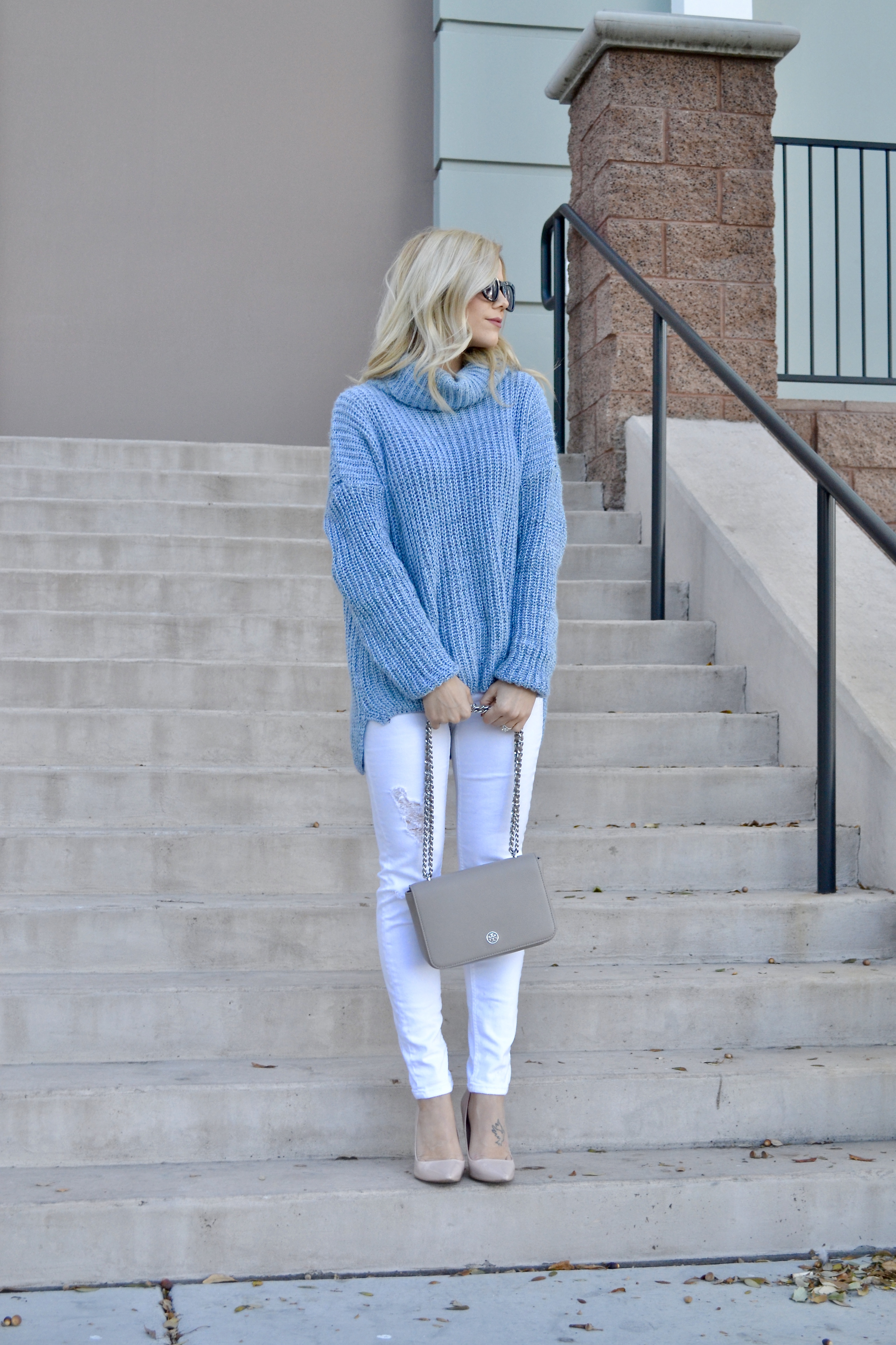 Fashion Blogger Glam Life Living |The Coziest Blue Sweater I Ever Did Wear|