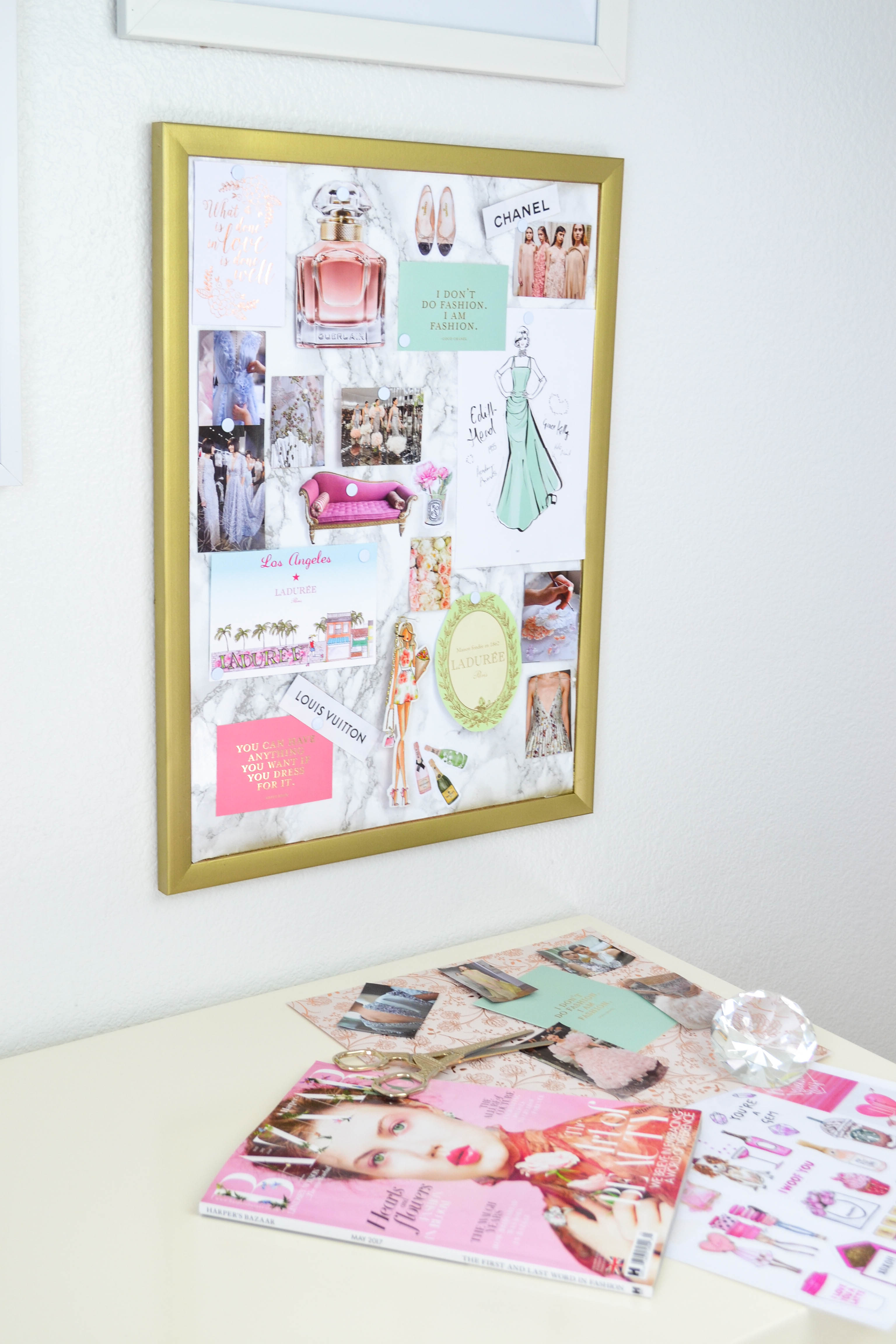 DIY Vision Board, home office, glam office