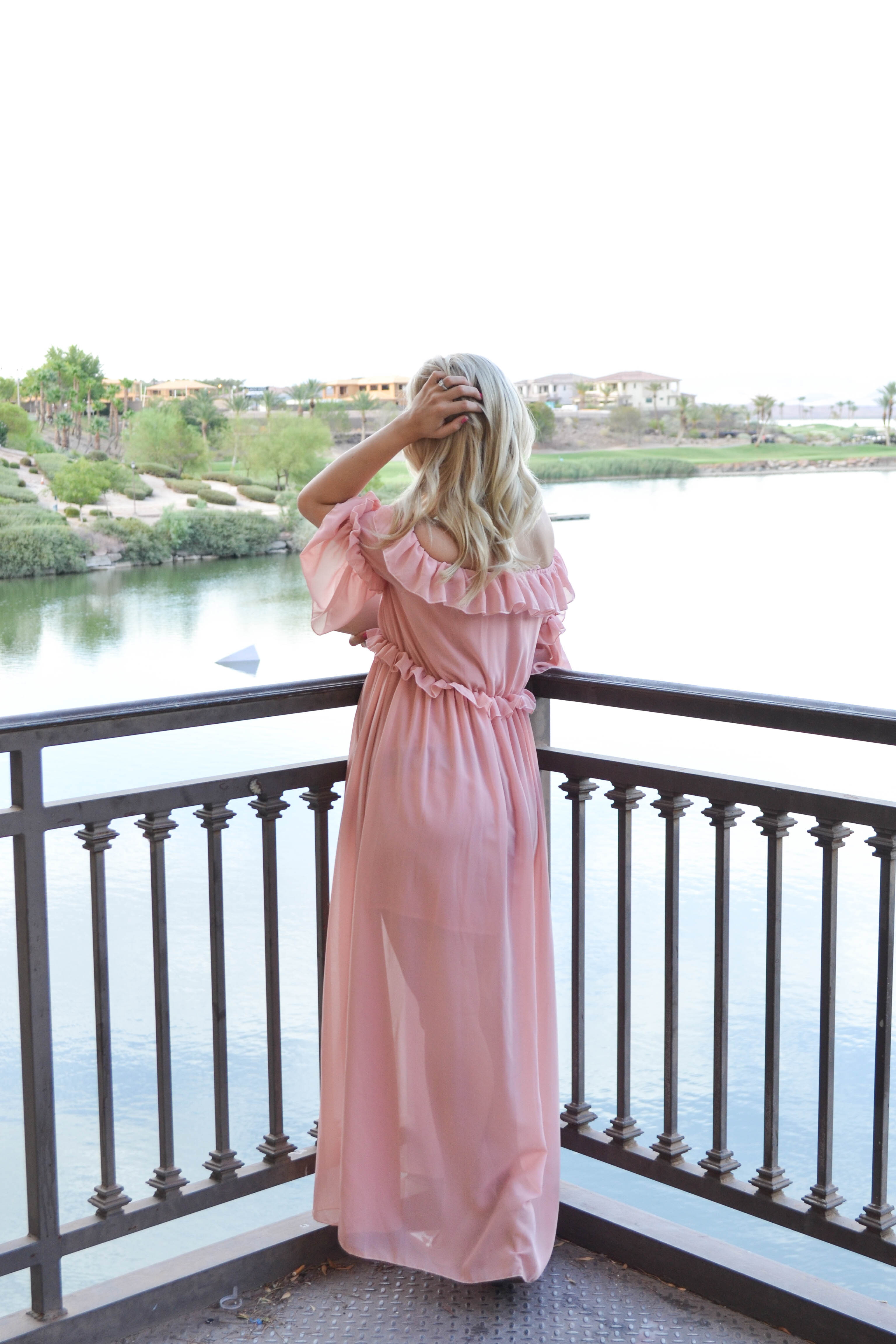 pink ruffle chiffon beach dress on glamlifeliving.com