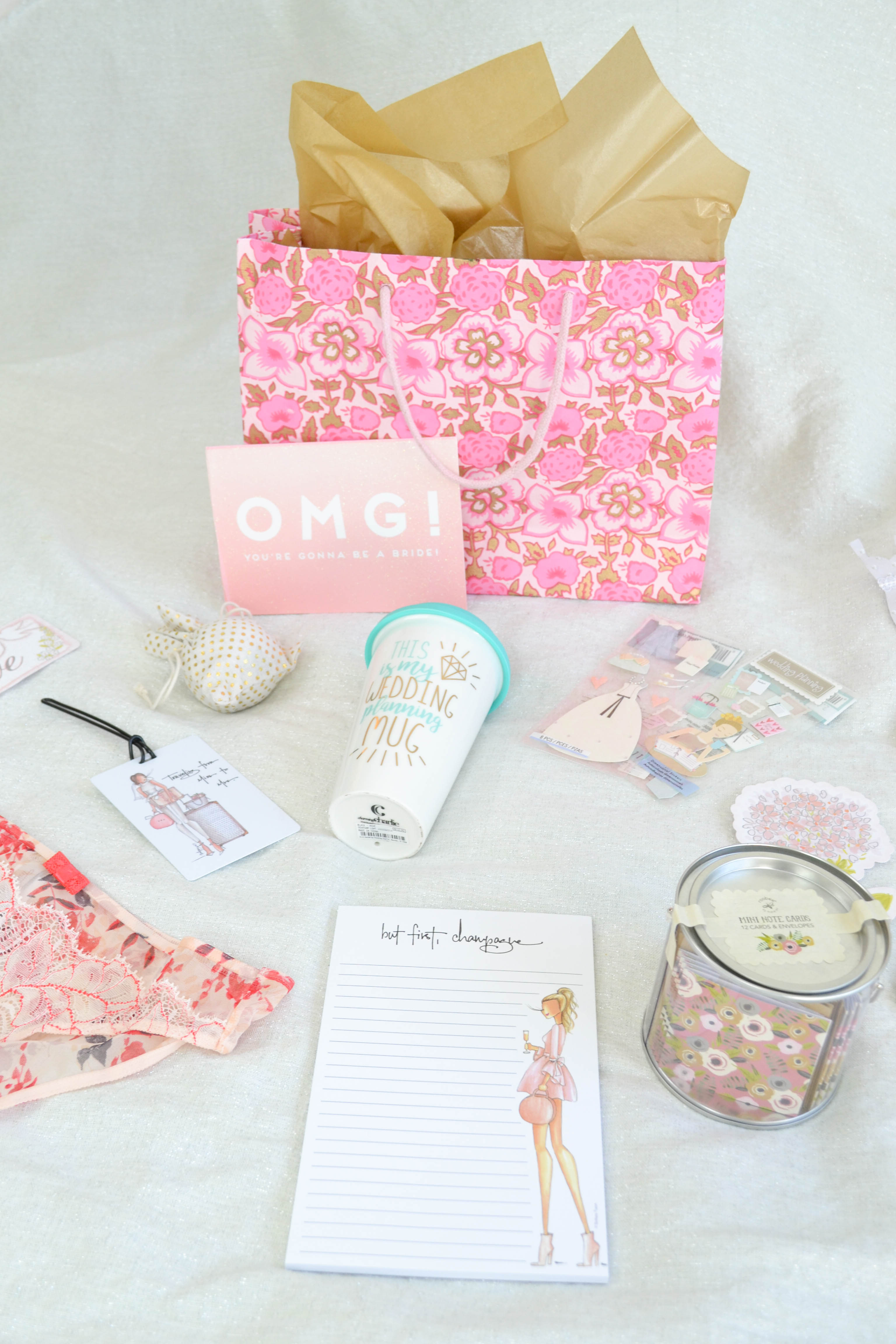 bridal gifts, bride gift basket, what to buy the bride to be