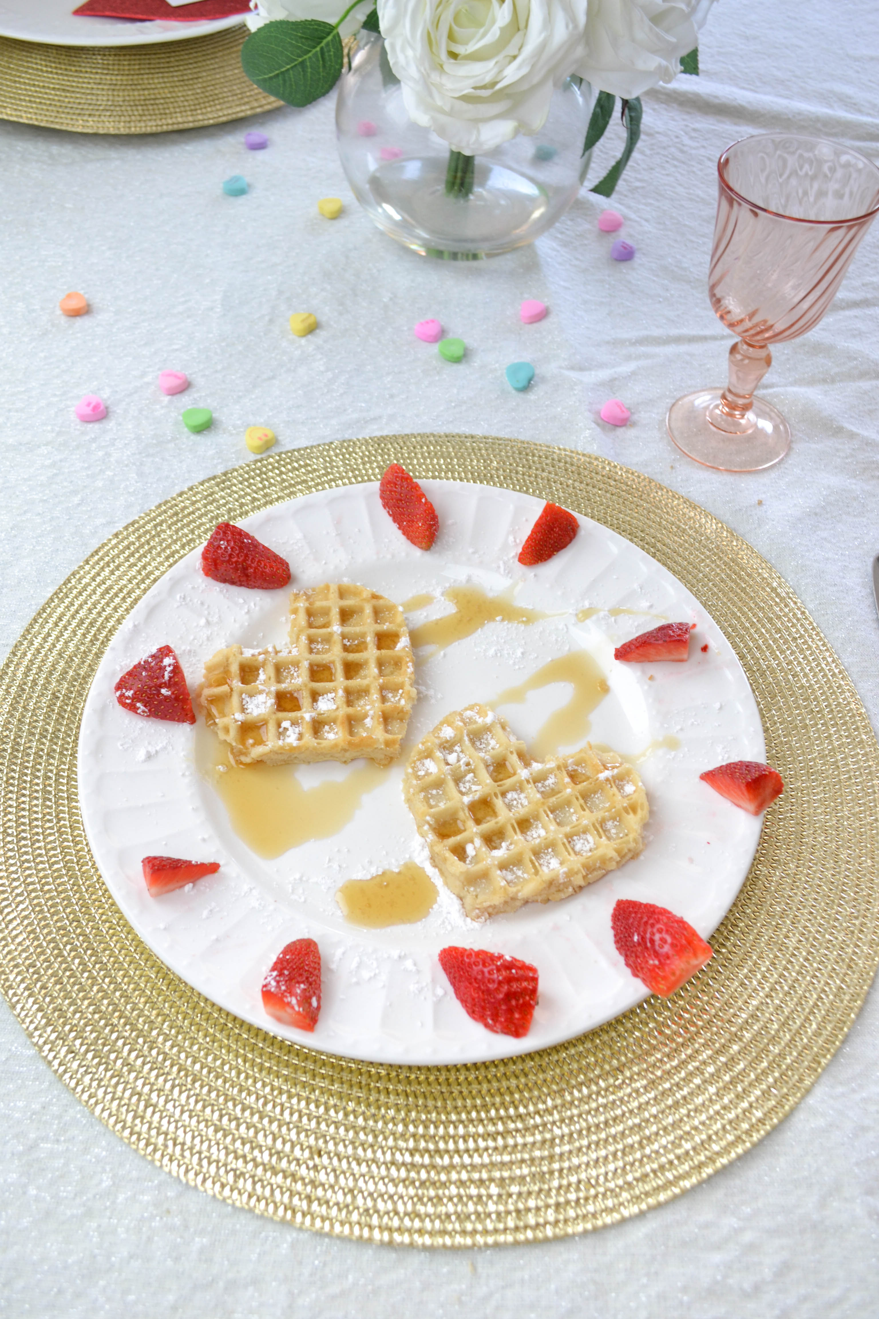 heart shaped waffles, valentine's day breakfast ideas, easy breakfasts for vday