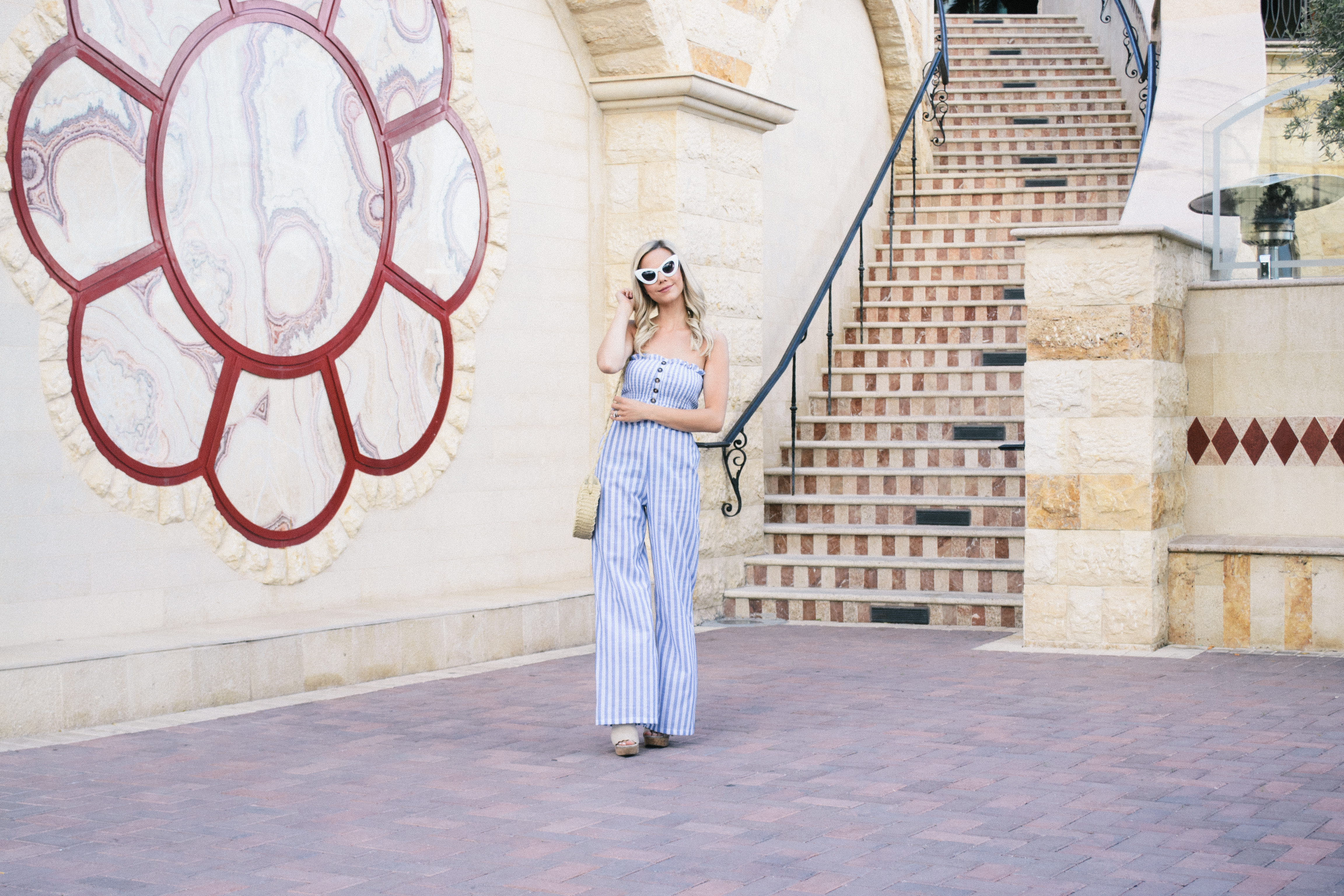 top and pant set for summer, las vegas blogger, blonde blogger