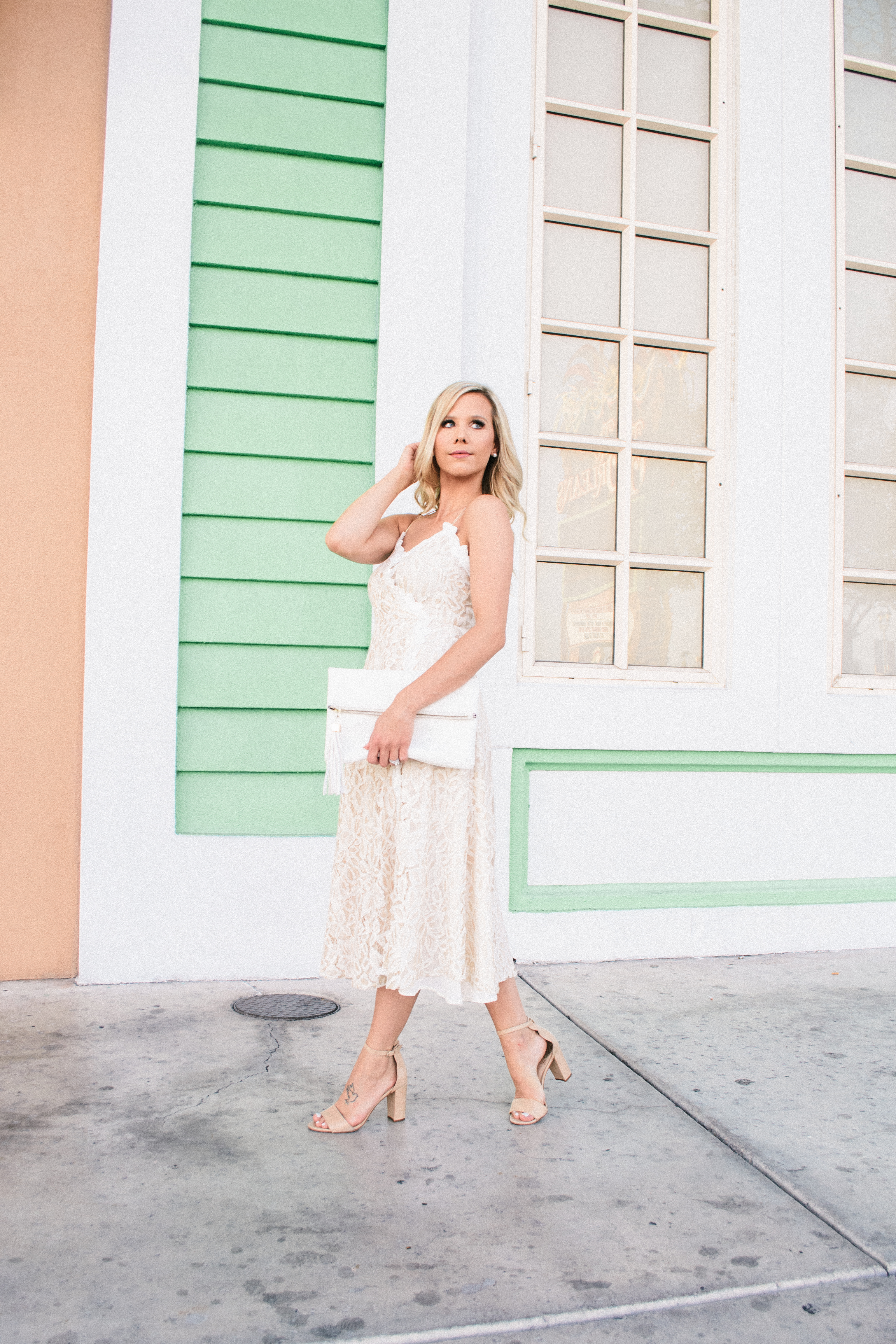 white and nude lace dress for Summer and Spring on glamlifeliving.com