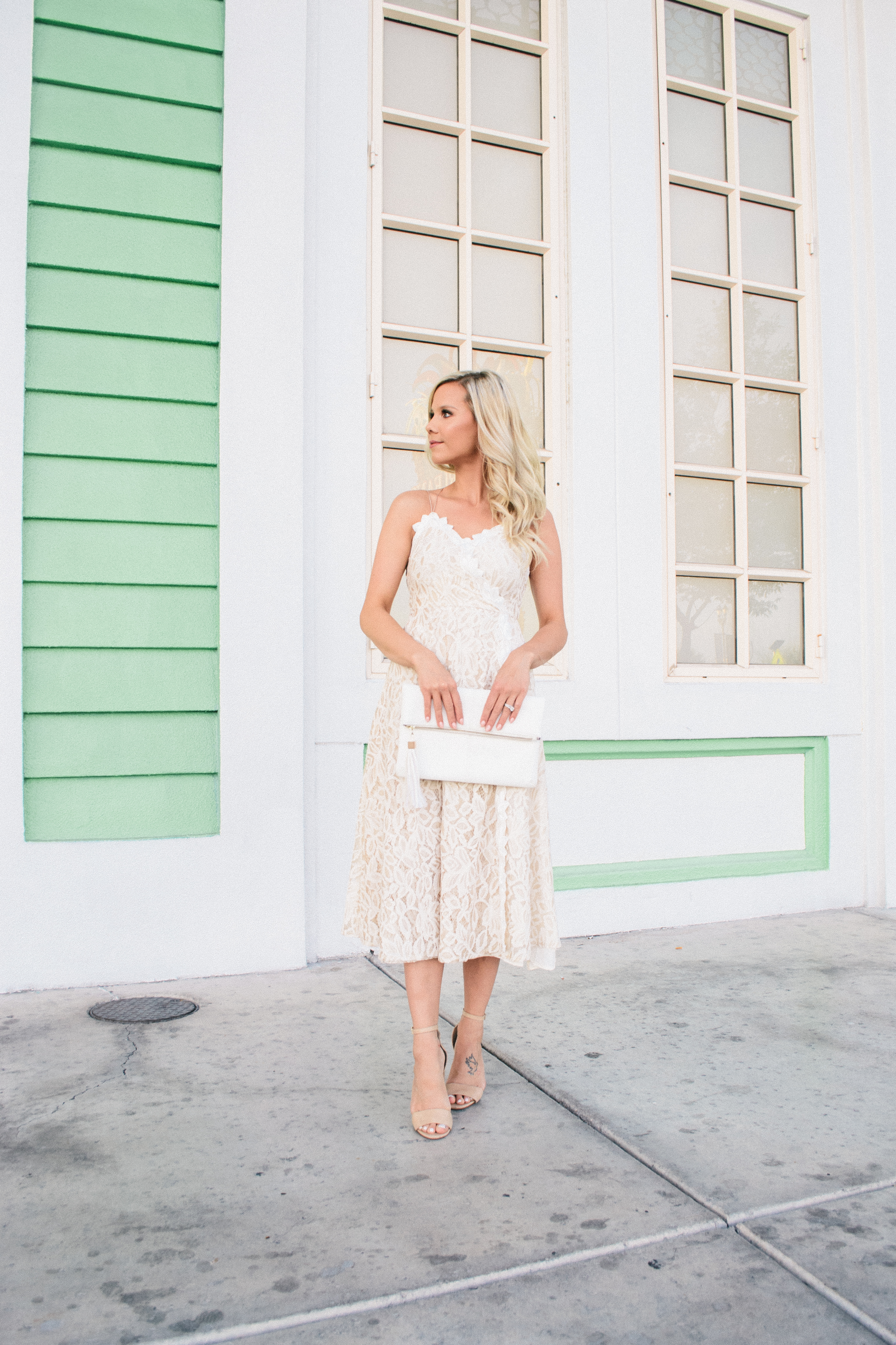 summer lace dress, Easter dress, white and nude lace dress