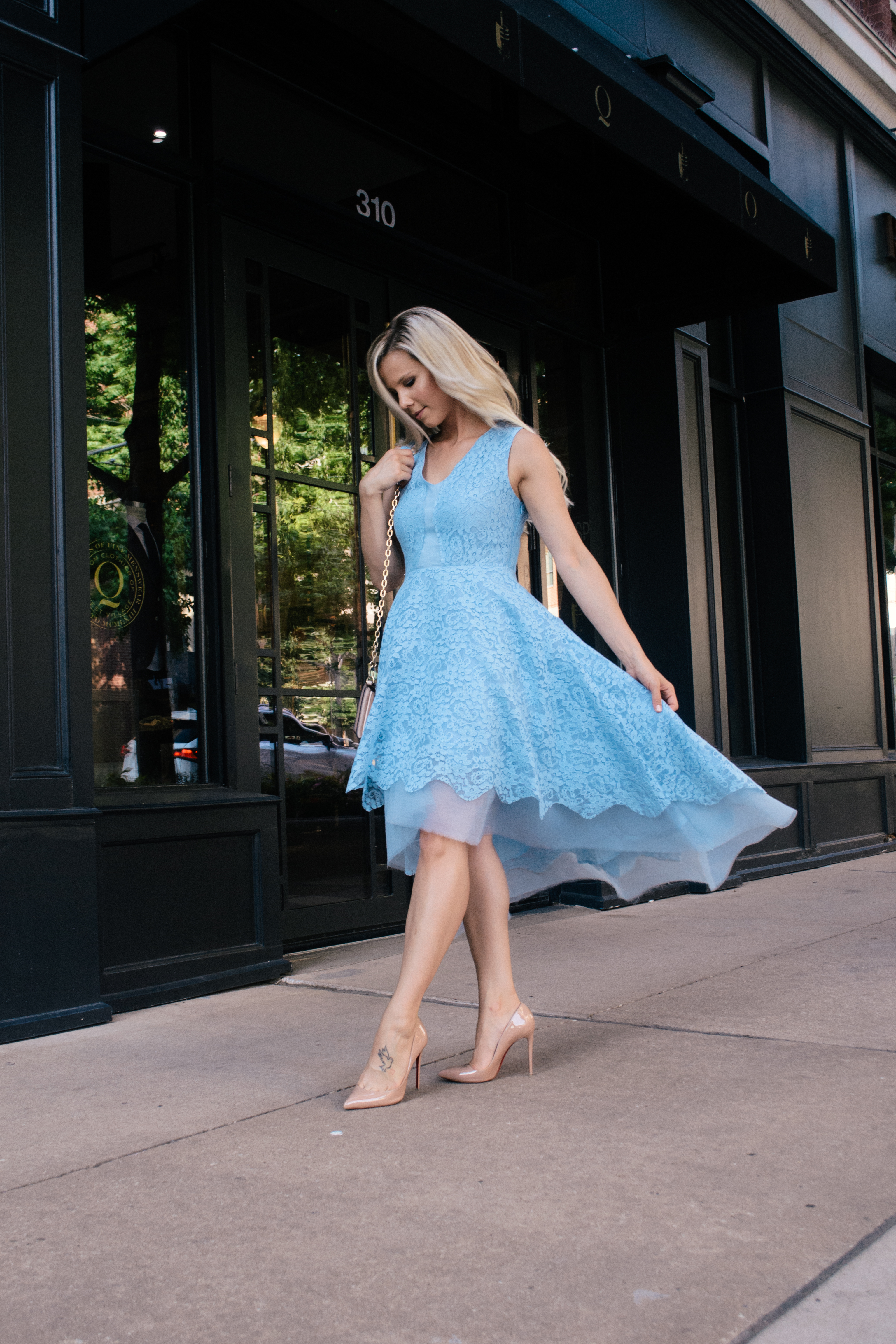 fancy blue dress, cinderella dress, blonde texas blogger