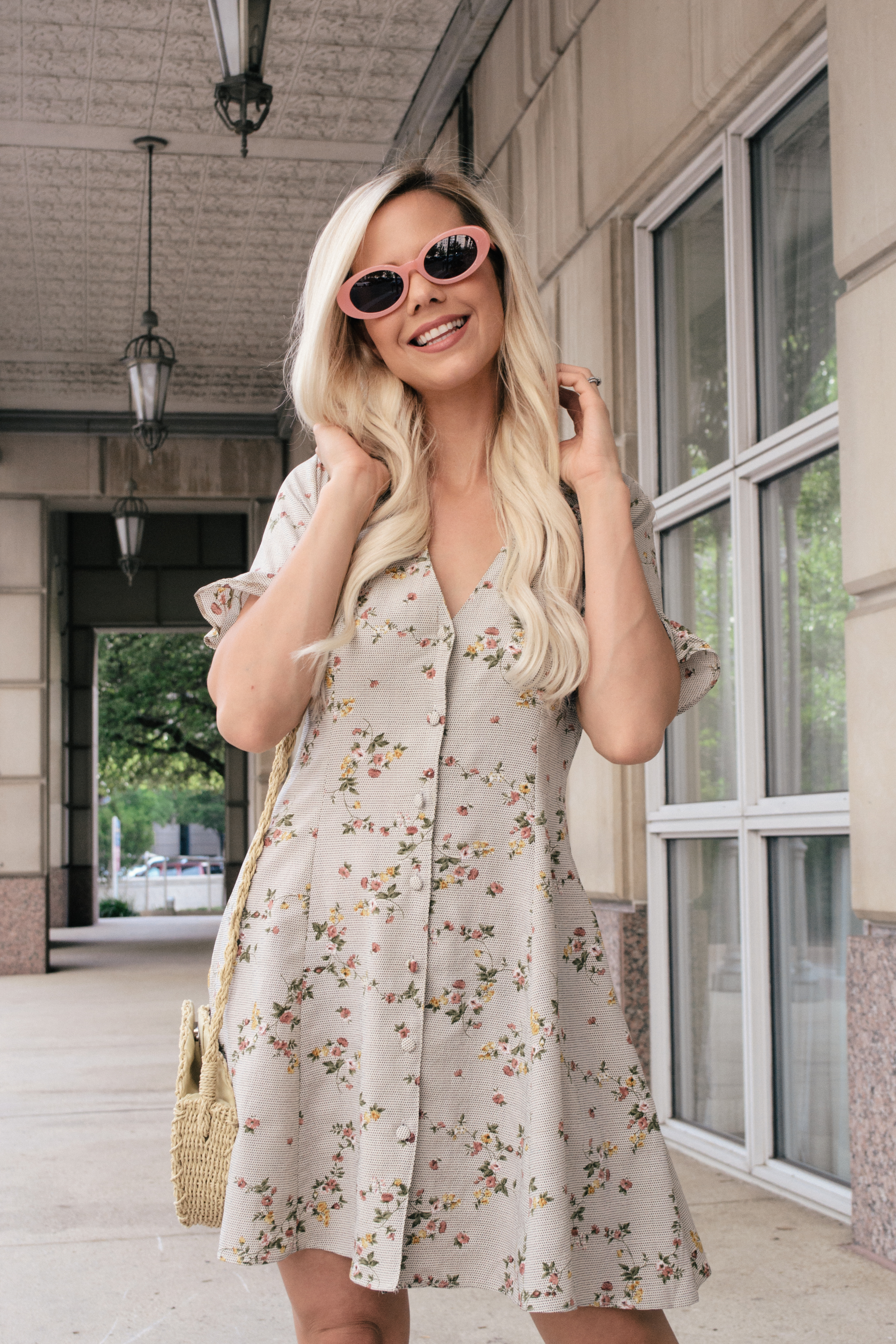 vintage look with Elizabeth and James Pink sunglasses