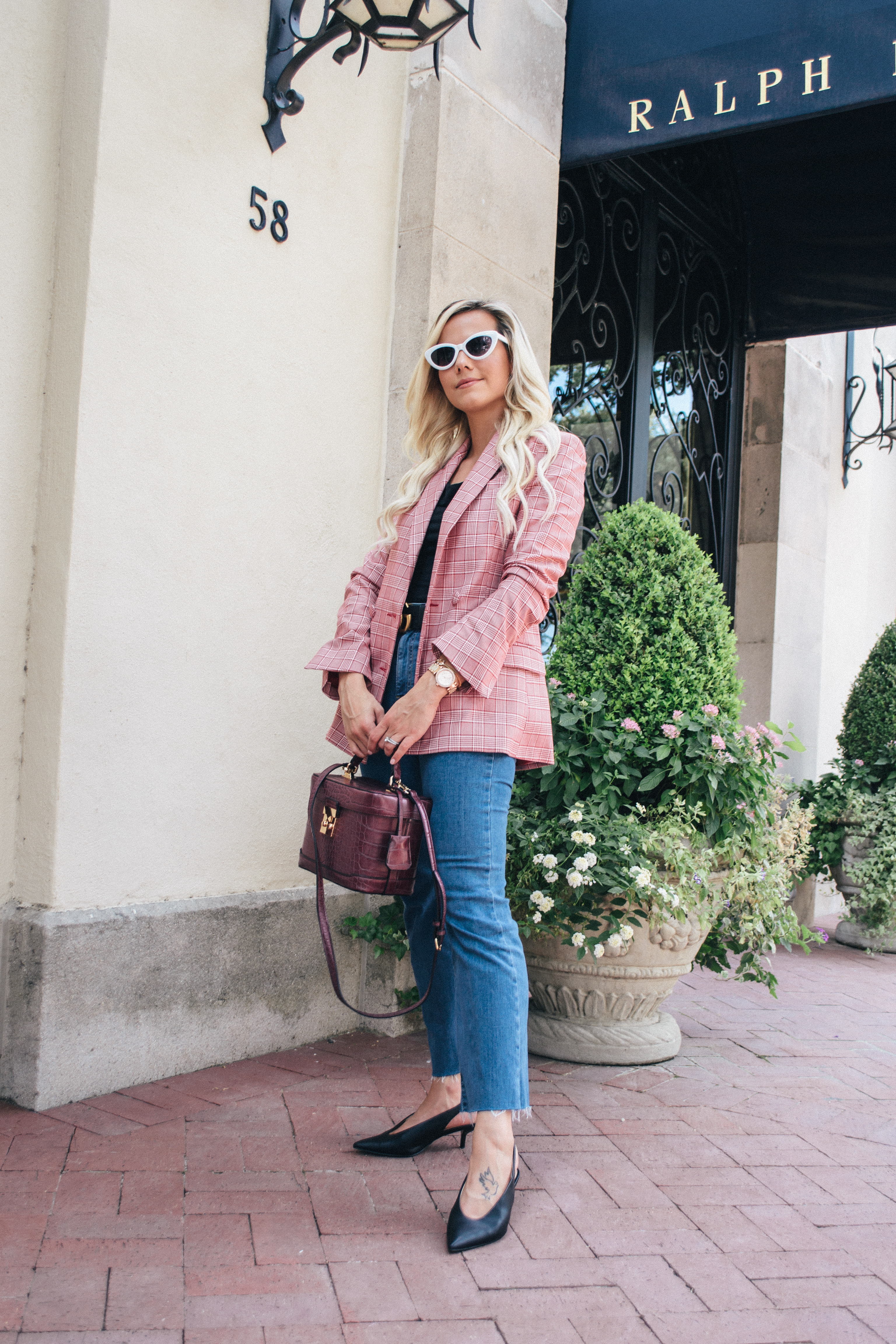 fall trend memo: check blazer, 2018 fall trends, fall outfit, fall style, red plaid blazer, dallas blogger, blonde blogger, #fallstyle