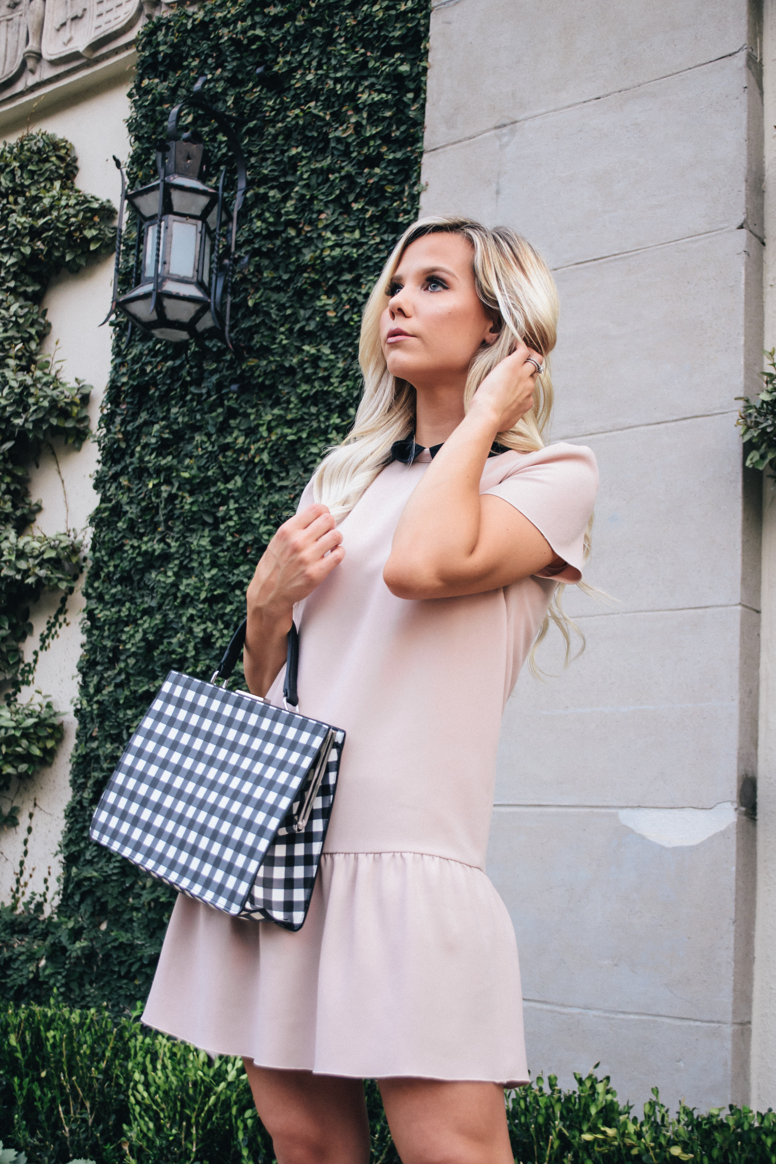 Red Valentino Pink Collar Dress and gingham bag #classyoutfit #classy #classystyle