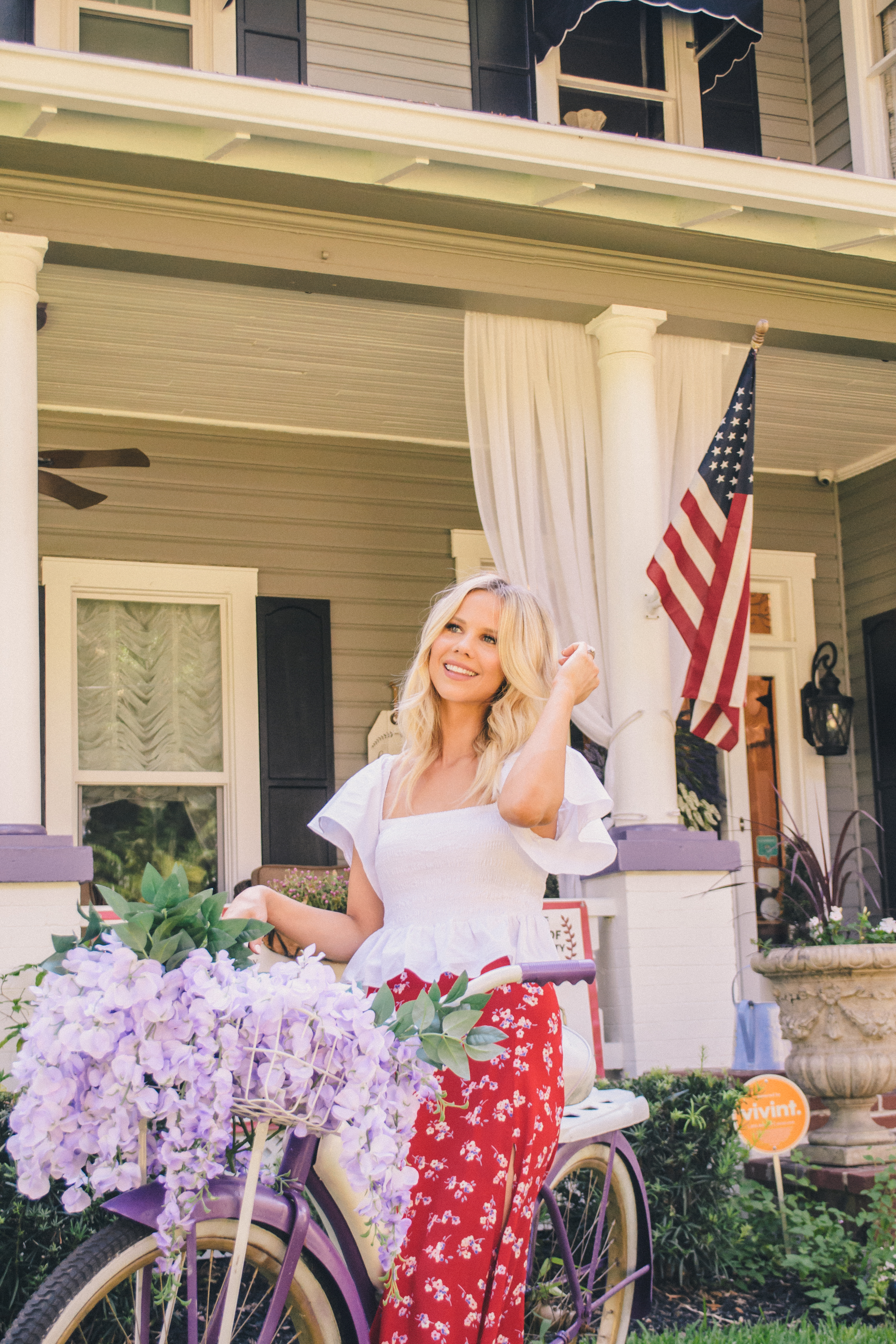 white summer blouses, red floral maxi skirt, Memorial Day style, 4th of July Style, summer style, summer outfit, Tampa blogger, Florida blogger #summerstyle #summeroutfit #southernstyle 