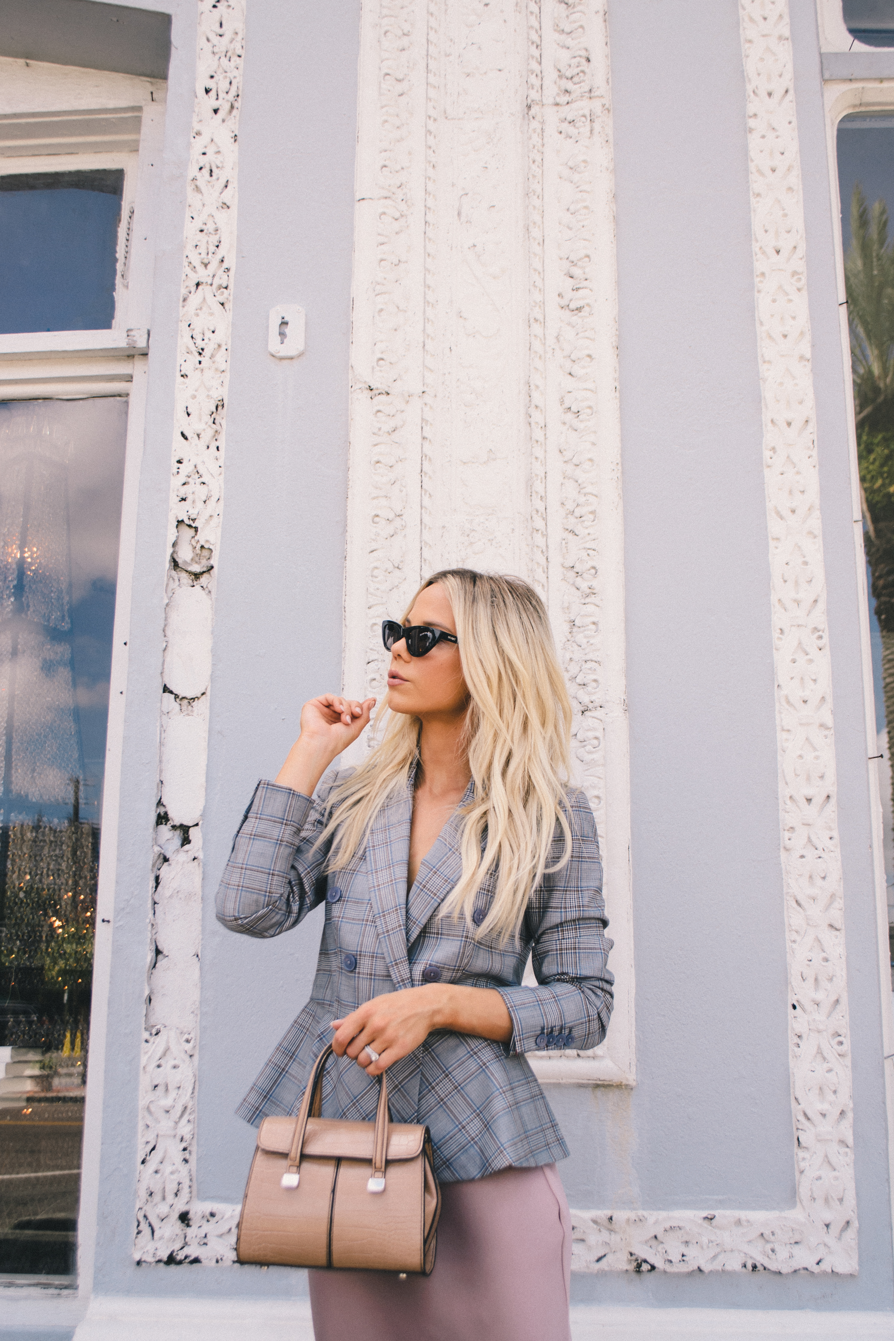 fall inspired work outfit, plaid peplum blazer, silk skirt, French Style, french work outfit, Rebecca Taylor blazer, grey plaid blazer #workwear #workoutfit #frenchstyle #plaidblazer