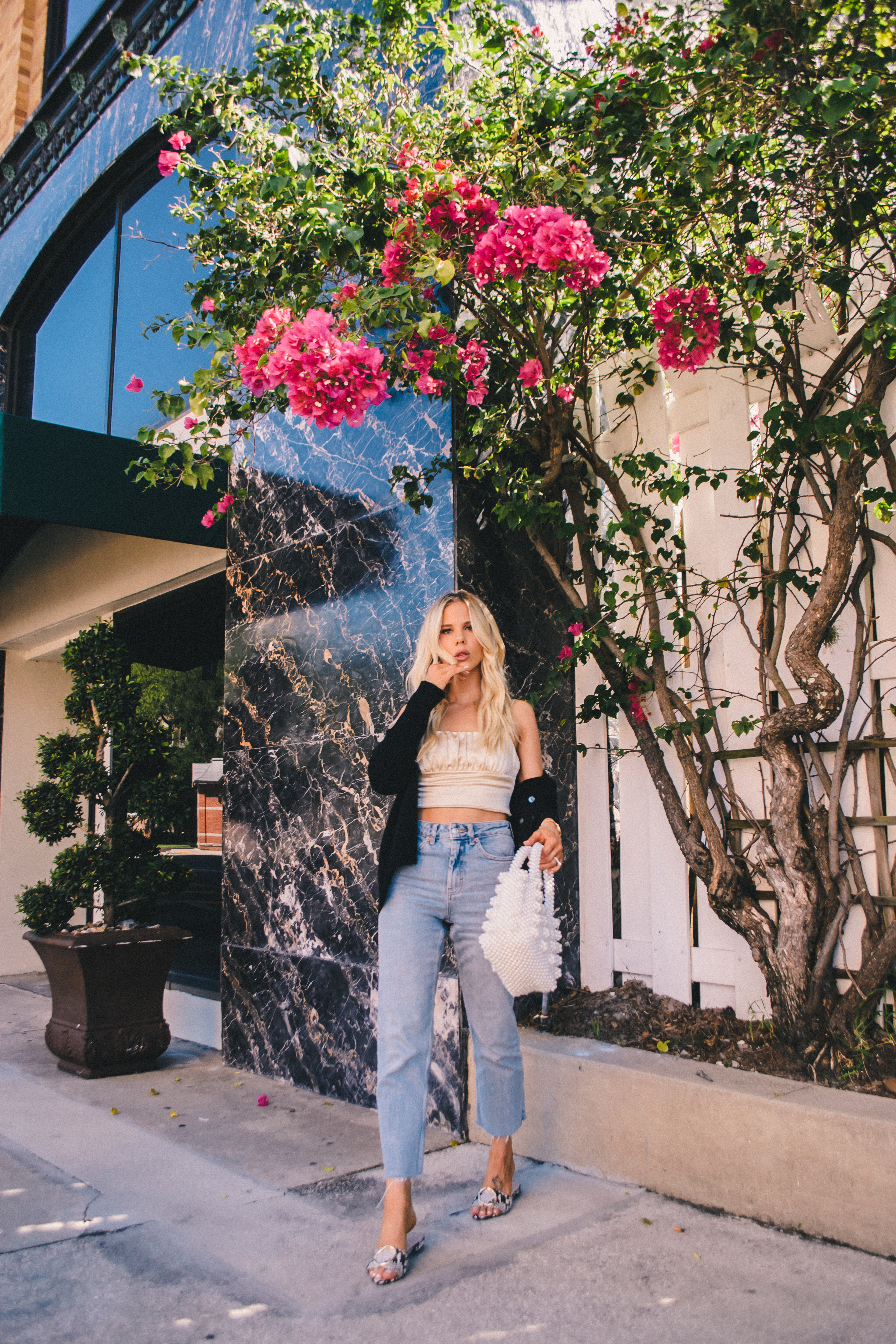 Casual fall outfit, mom jeans, silk crop top, french outfit, french style, Glam Life Living, Hannah McDonnell 