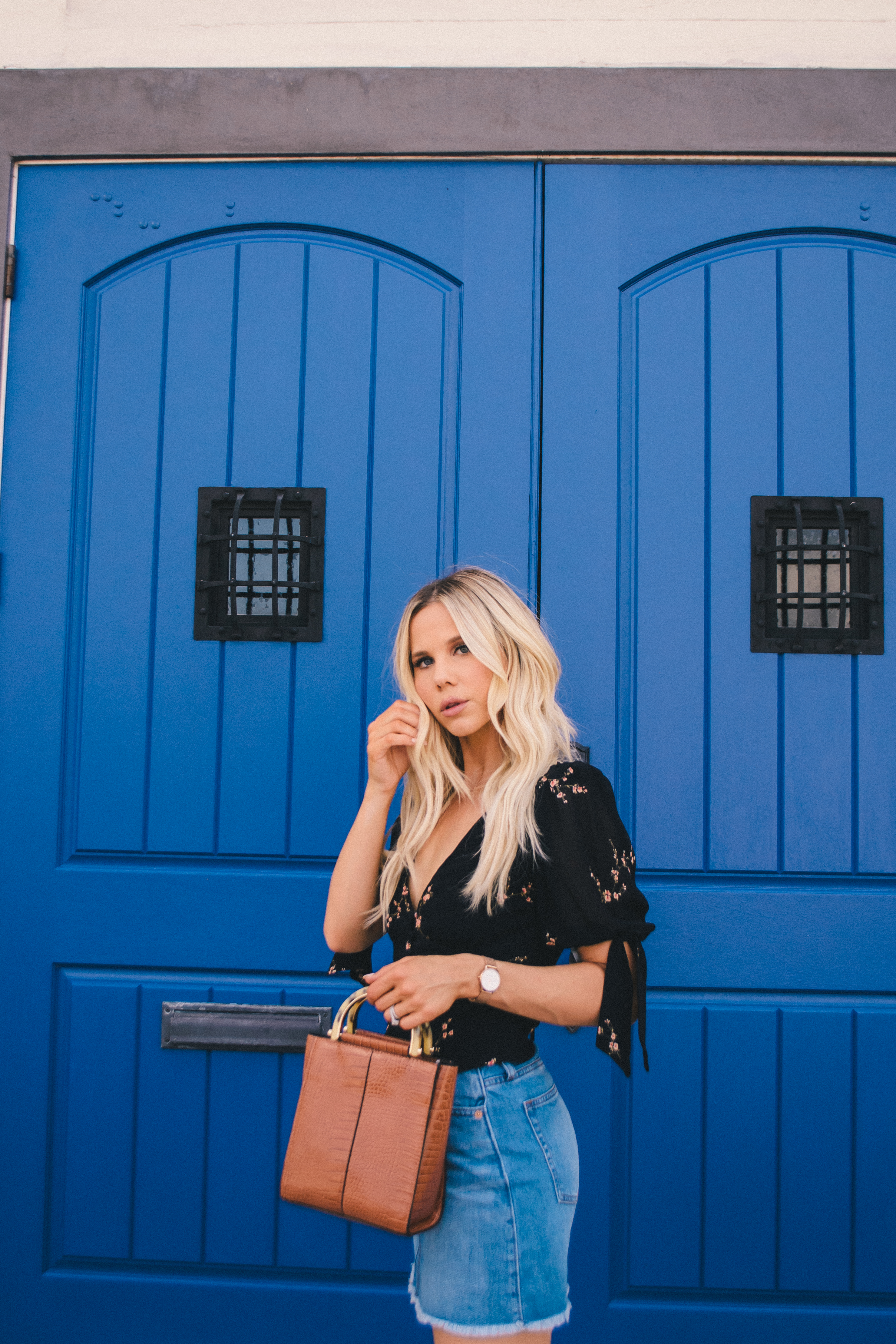 Easy Fall Transition Outfit, Reformation top, denim skirt, fall outfit #fallstyle #fallfashion #falloutfit #floridablogger