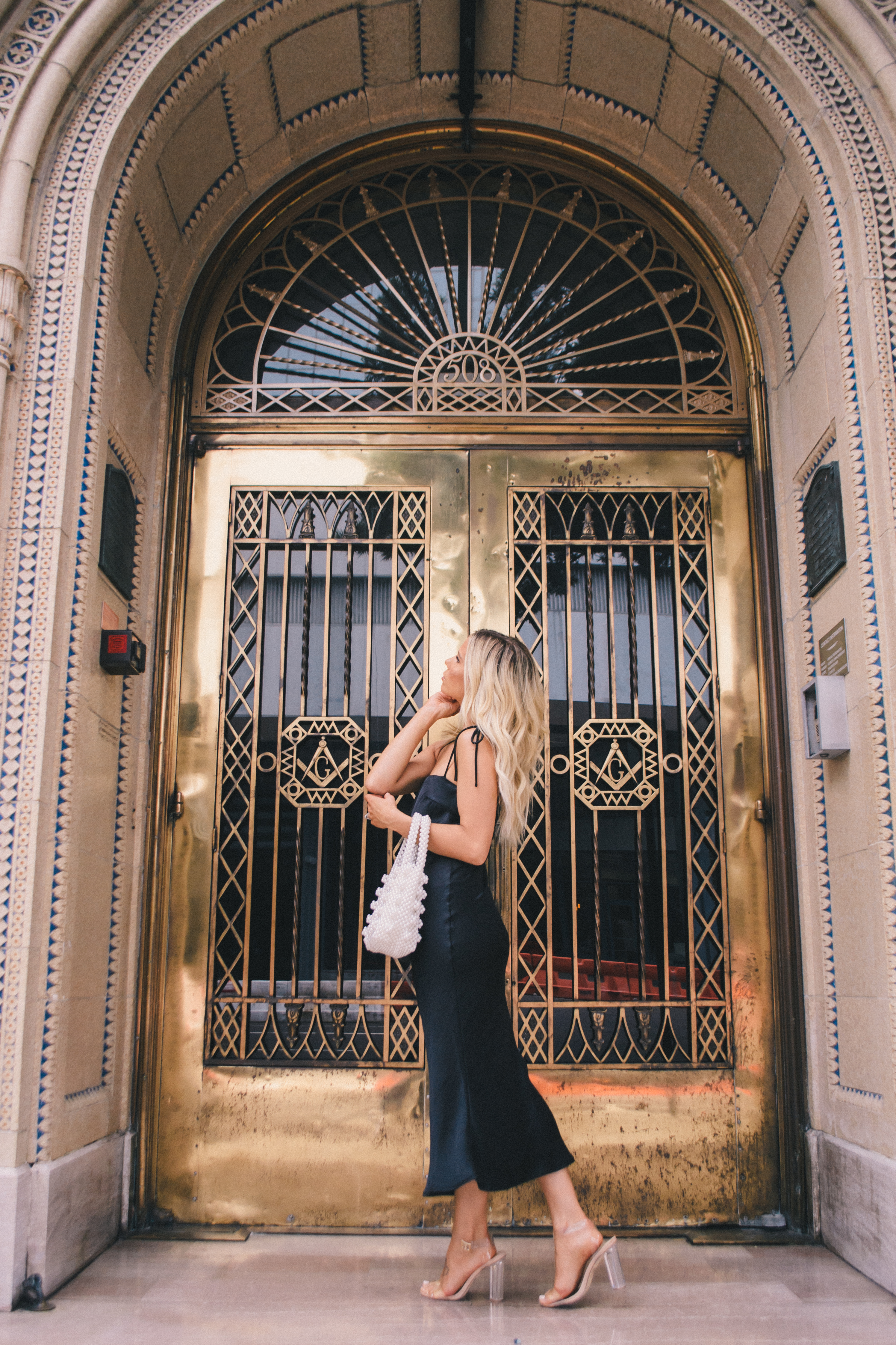 classic black slip dress