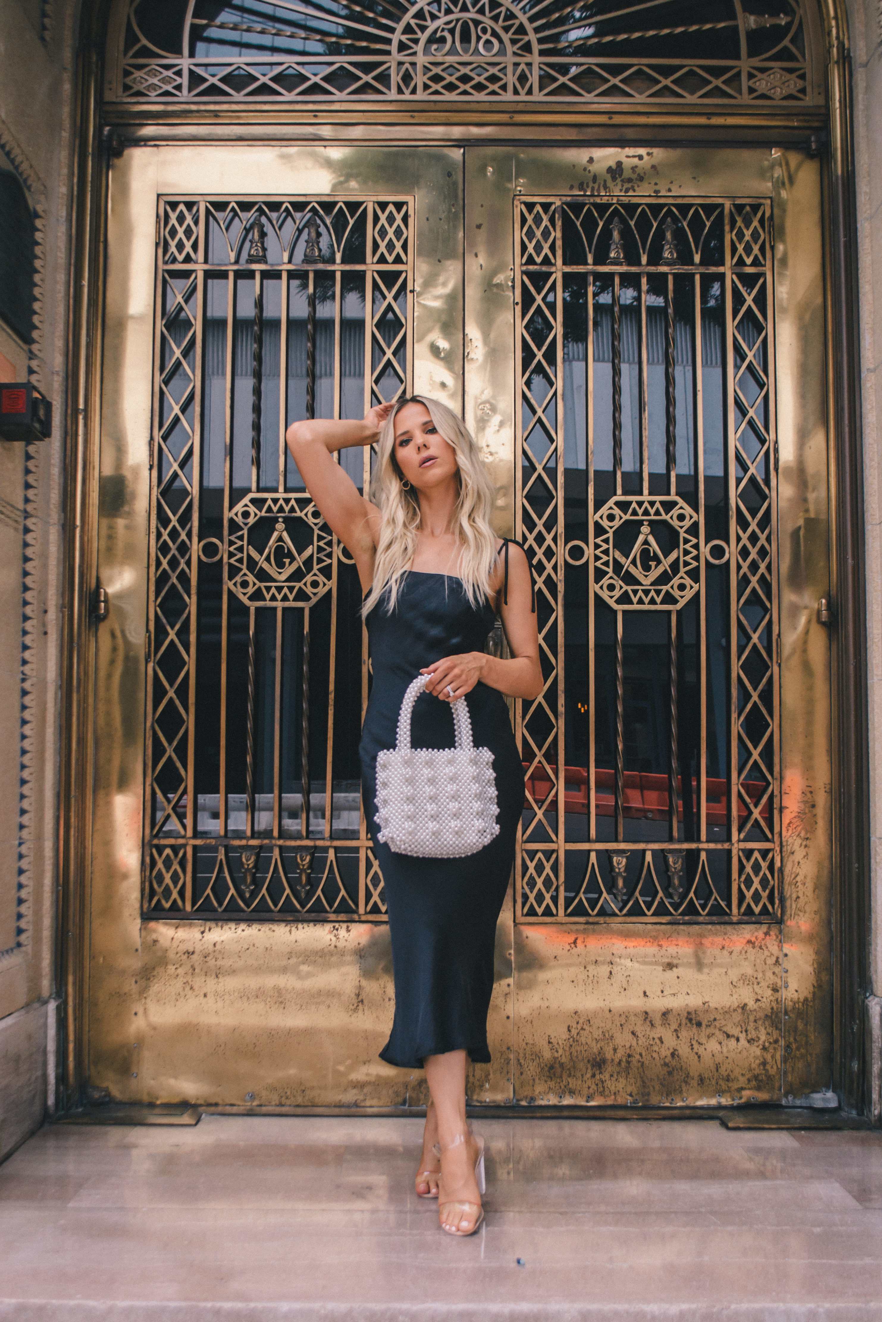 classic black slip dress